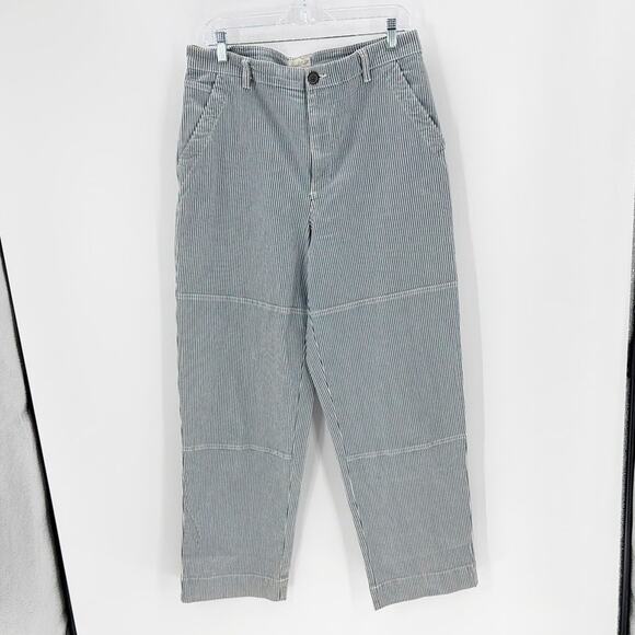 Universal Threads blue railroad striped high waisted wide leg carpenter pant - Picture 1 of 9